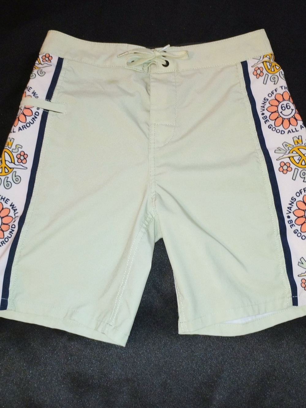 Vans Mint Green Boys' Board shorts with Floral Peace Stripe